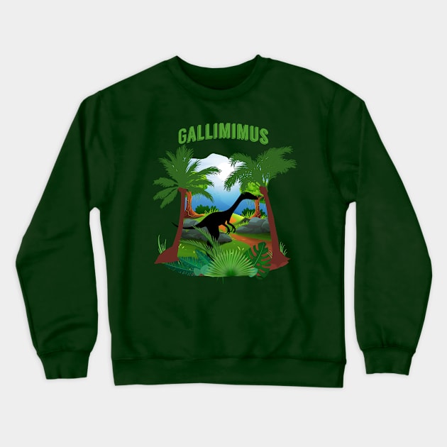 Dinosaur Gallimimus Crewneck Sweatshirt by letnothingstopyou